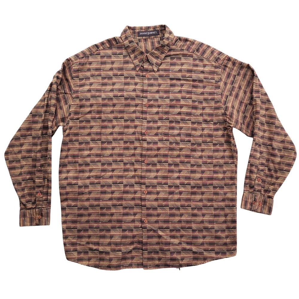 Vintage Jhane Barnes Shirt Men L Japanese Club Abstract Geometric Button Up 90s